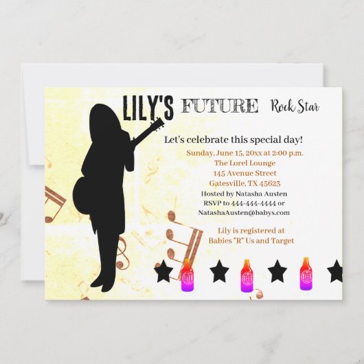 Future Rock Star Baby shower Uitnodiging (Voorkant)