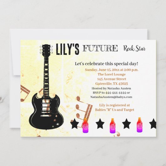 Future Rock Star Baby shower Uitnodiging (Voorkant)