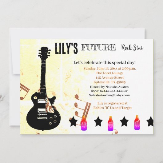Future Rock Star Baby shower Uitnodiging (Voorkant)