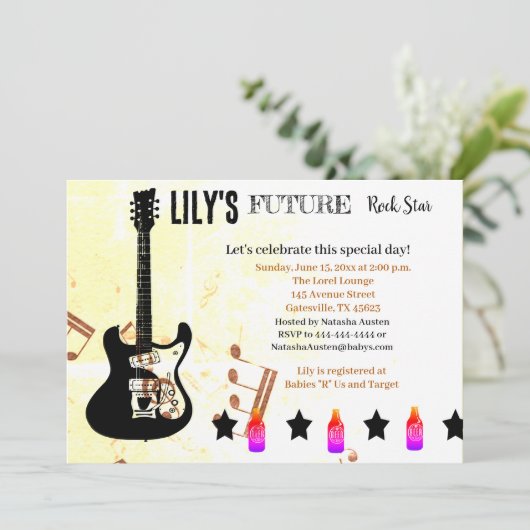 Future Rock Star Baby shower Uitnodiging (Staand voorkant)