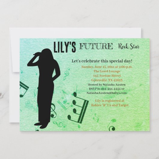Future Rock Star Baby shower Uitnodiging (Voorkant)