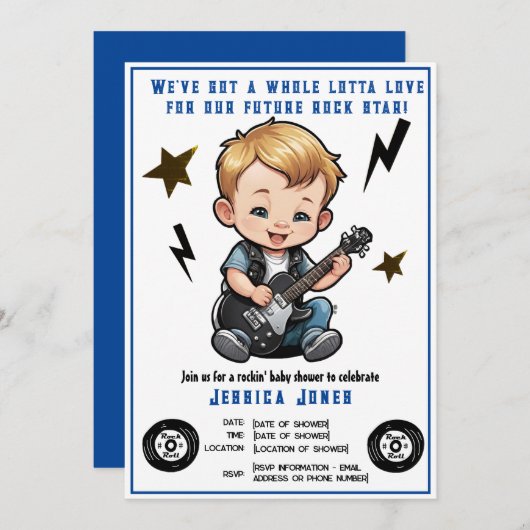 Future Rock Star Rock N Roll Lotta Love Baby Boy Kaart (Voorkant / Achterkant)