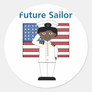 Future Sailor Boy African American Ronde Sticker