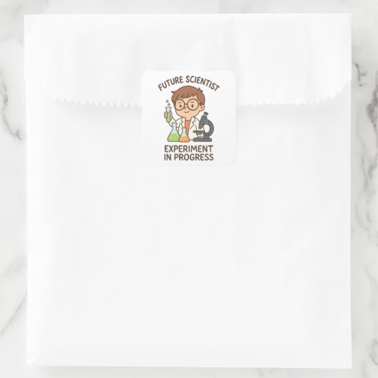 Future Scientist - Experiment in ontwikkeling Vierkante Sticker (Tas)