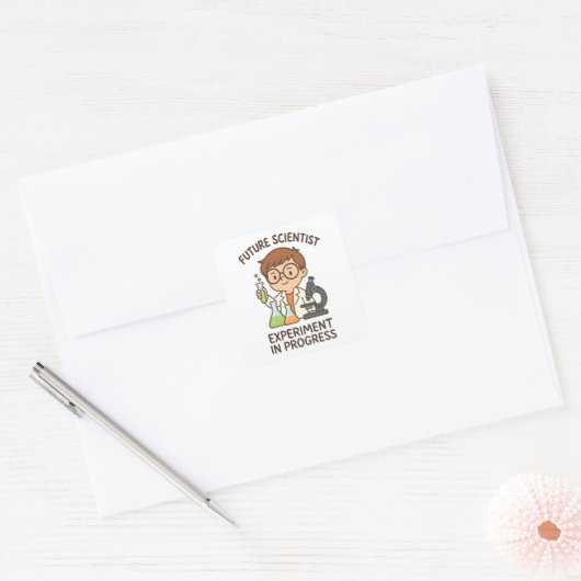 Future Scientist - Experiment in ontwikkeling Vierkante Sticker (Envelop)