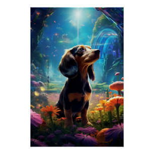 Futurisme Dachshund's Garden Delight Perfect Poster