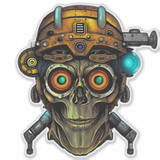 Futurisme ontmoet Retro Cool - Groovy Steampunk Al Sticker (Voorkant)