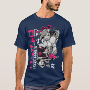 Futurisme Samurai Girls Anime Art Glitch esthetisc T-shirt