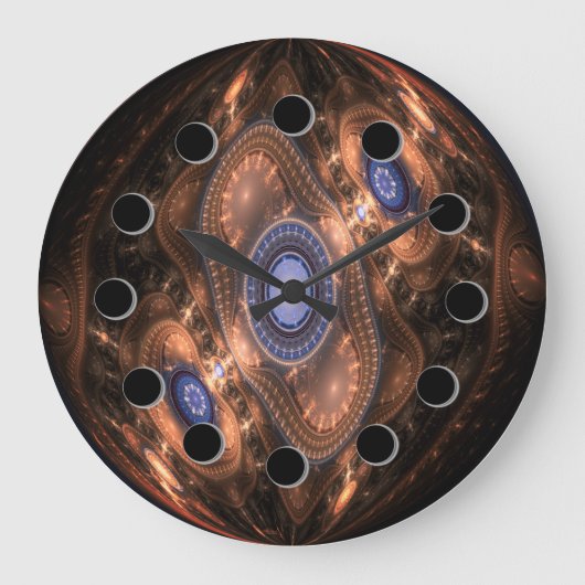 Futuristic Abstract Copper Wall Clock Grote Klok (Voorkant)