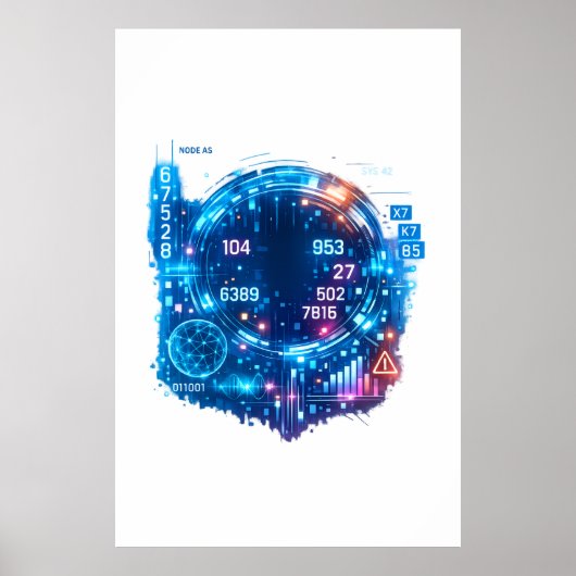 Futuristic AI Data Head Poster – Cyber Tech  (Devant)