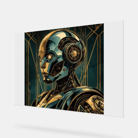 Futuristic Android Art Print | Retro Art Deco Cybe (Angle)
