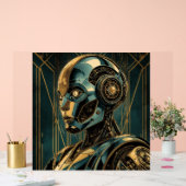 Futuristic Android Art Print | Retro Art Deco Cybe Acryl Bord (Huwelijk)