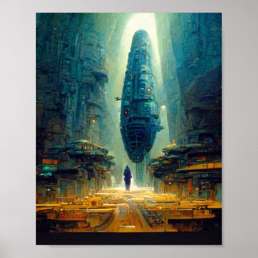 Futuristic City Science Fiction Art Poster (Voorkant)
