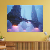 Futuristic Cityscape with Hovering Structures Canvas Afdruk (Insitu (Woonkamer))