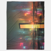 Futuristic Cityscape with Neon Reflections Fleece Deken (Voorkant)