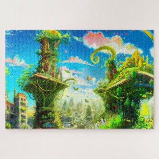 Futuristic Colorful Plant City, door AI gegenereer Legpuzzel