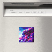 Futuristic Cosmic Neon Leopard  Magneet (Insitu (Vaatwasser))