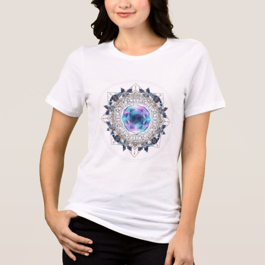 Futuristic Crystal Mandala – Geometric Tech Art Tri-Blend Shirt (Voorkant)