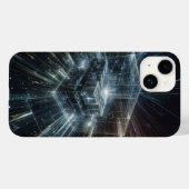 Futuristic Cyber Cube Phone Case - High-Tech Glow  (Achterkant (horizontaal))