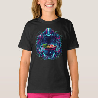 Futuristic Cyberpunk Robot Neon Food Ramen T-shirt