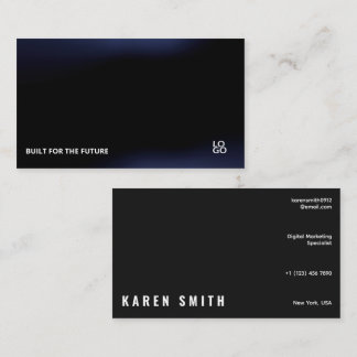 Futuristic Dark Tech Startup Business Card Visitekaartje