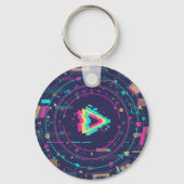Futuristic Digital Play Button Abstract design  Sleutelhanger (Voorkant)