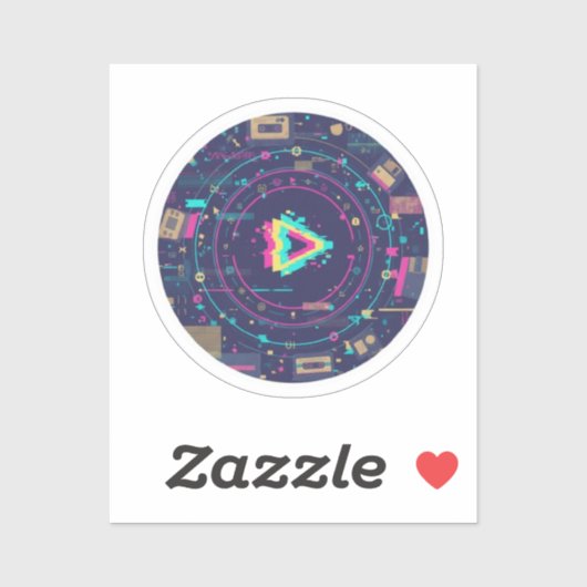 Futuristic Digital Play Button Abstract design  Sticker (Vel)