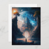Futuristic Fantasy Castle Landscape Briefkaart (Voorkant / Achterkant)