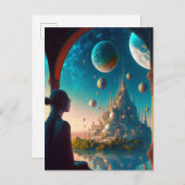 Futuristic Fantasy Castle Landscape Briefkaart (Voorkant / Achterkant)