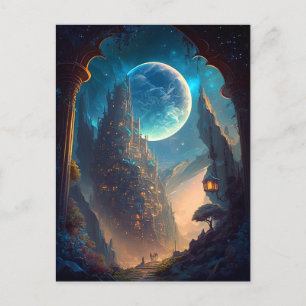 Futuristic Fantasy Castle Landscape Briefkaart