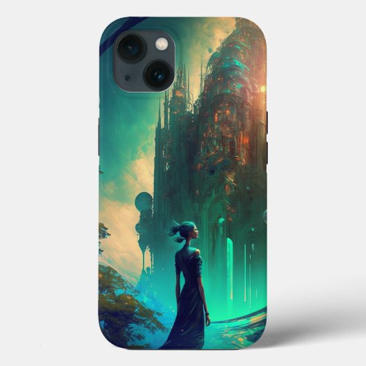 Futuristic Fantasy Castle Landscape Case-Mate iPhone Case (Achterkant)
