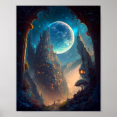 Futuristic Fantasy Castle Landscape Poster (Voorkant)