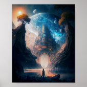 Futuristic Fantasy Castle Landscape Poster (Voorkant)