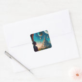 Futuristic Fantasy Castle Landscape Square Sticker (Envelop)