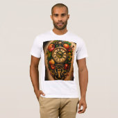 futuristic fine line wing tattoo t-shirt design (Voorkant volledig)