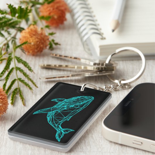 Futuristic Geometric Whale Keychain (Voorkant Rechts)