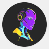 Futuristic Graphic Design Robot 1 Ronde Sticker (Voorkant)