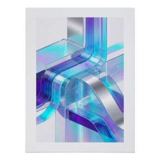 Futuristic Holographic Abstract Wall Art Perfect Poster