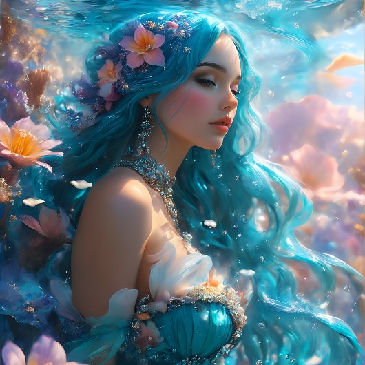 Futuristic Icy Blue Mermaid decoupage Paper Tissuepapier