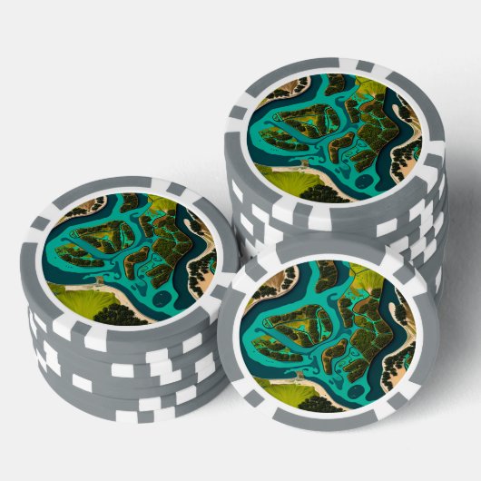 Futuristic Marshlands Poker Chips (Opstapeling)