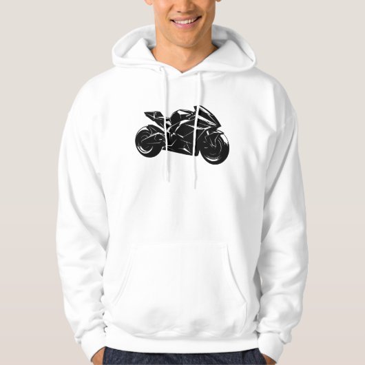 Futuristic Motorcycle Black White Vector  Hoodie (Voorkant)