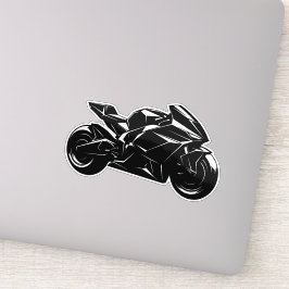 Futuristic Motorcycle Black White Vector  Sticker
