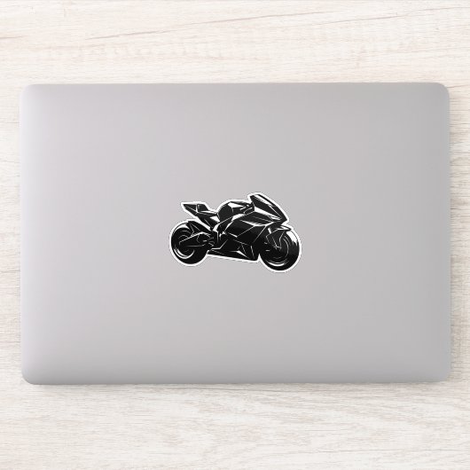 Futuristic Motorcycle Black White Vector  Sticker (Computer)