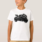 Futuristic Motorcycle Black White Vector T-shirt (Voorkant)