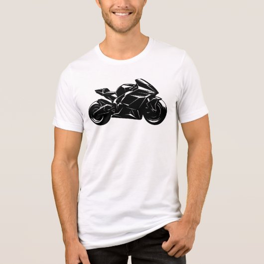 Futuristic Motorcycle Black White Vector Tri-Blend Shirt (Voorkant)