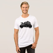 Futuristic Motorcycle Black White Vector Tri-Blend Shirt (Voorkant volledig)