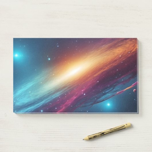 Futuristic Neon Space Galaxy Abstract Synthwave Post-it® Notes (Op bureau)