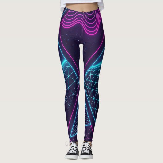 Futuristic Neon Waves Seamless Pattern for Leggings (Voorkant)