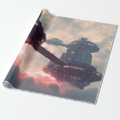 Futuristic platforms in the clouds at twilight cadeaupapier (Uitgerold)