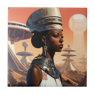 Futuristic Queen Afrofuturistic Science Fiction Tegeltje